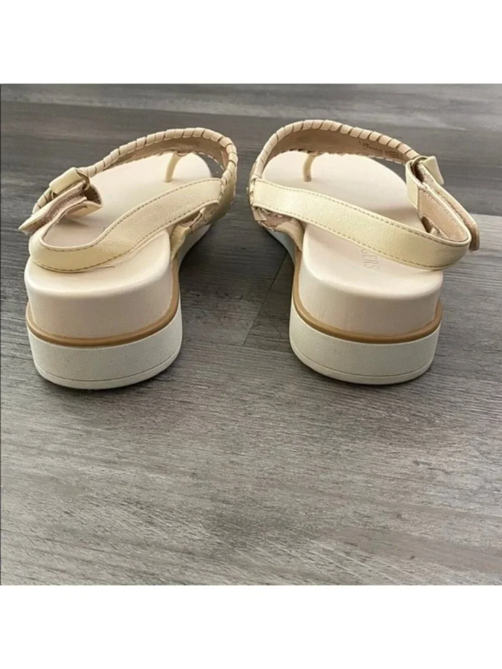 JACK ROGERS Jacks Weekend Slingback Sandal Cream Leather Resort $138 Women's 6.5